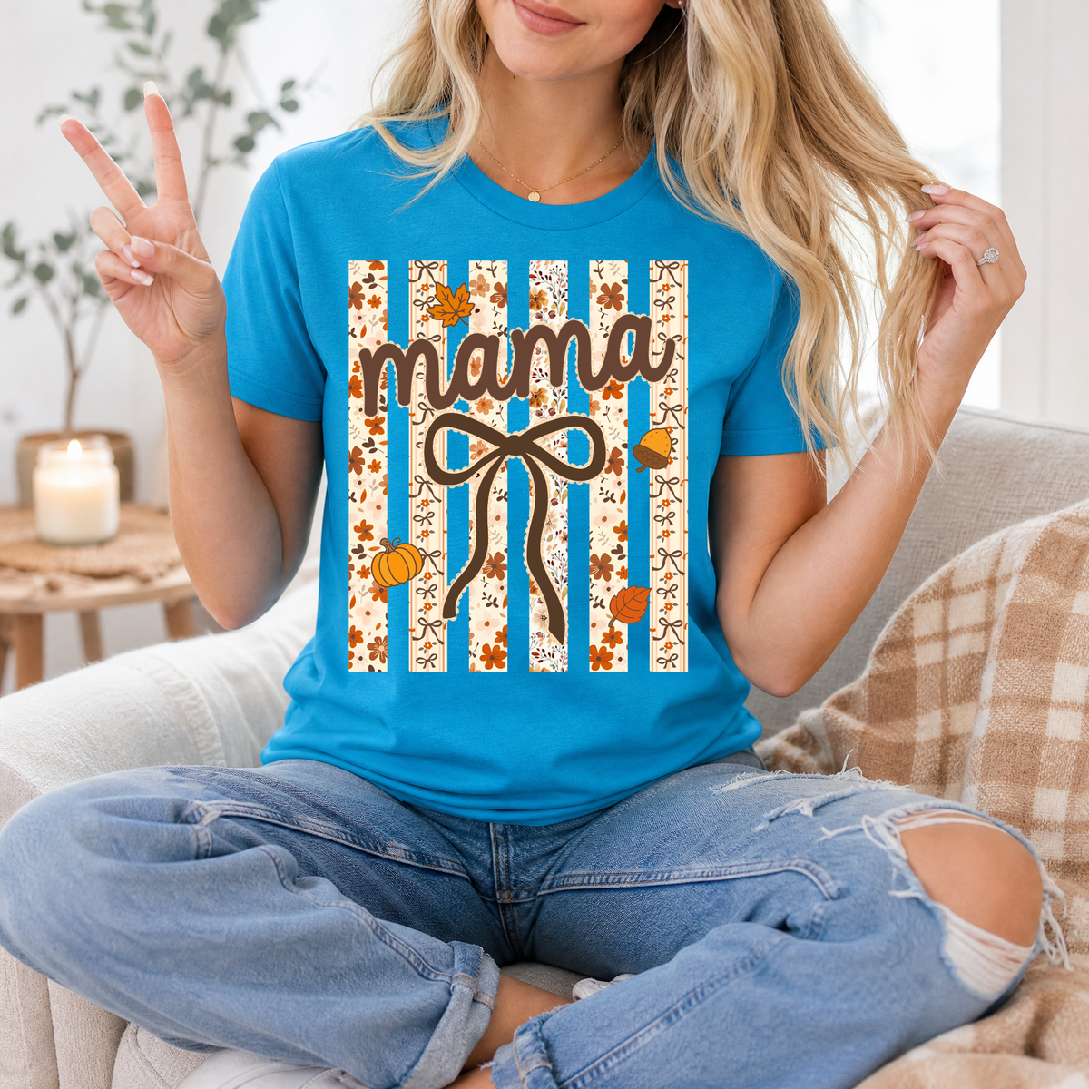 Striped Preppy Fall Premium Graphic Tee