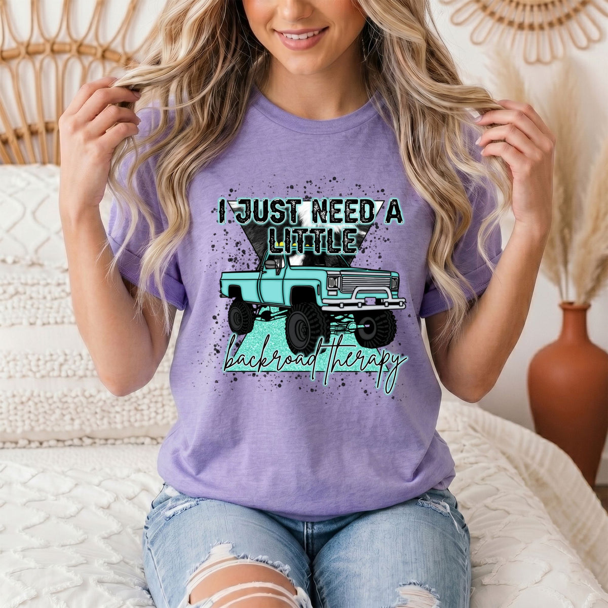 Backroad Therapy Turquoise Truck Graphic Tee