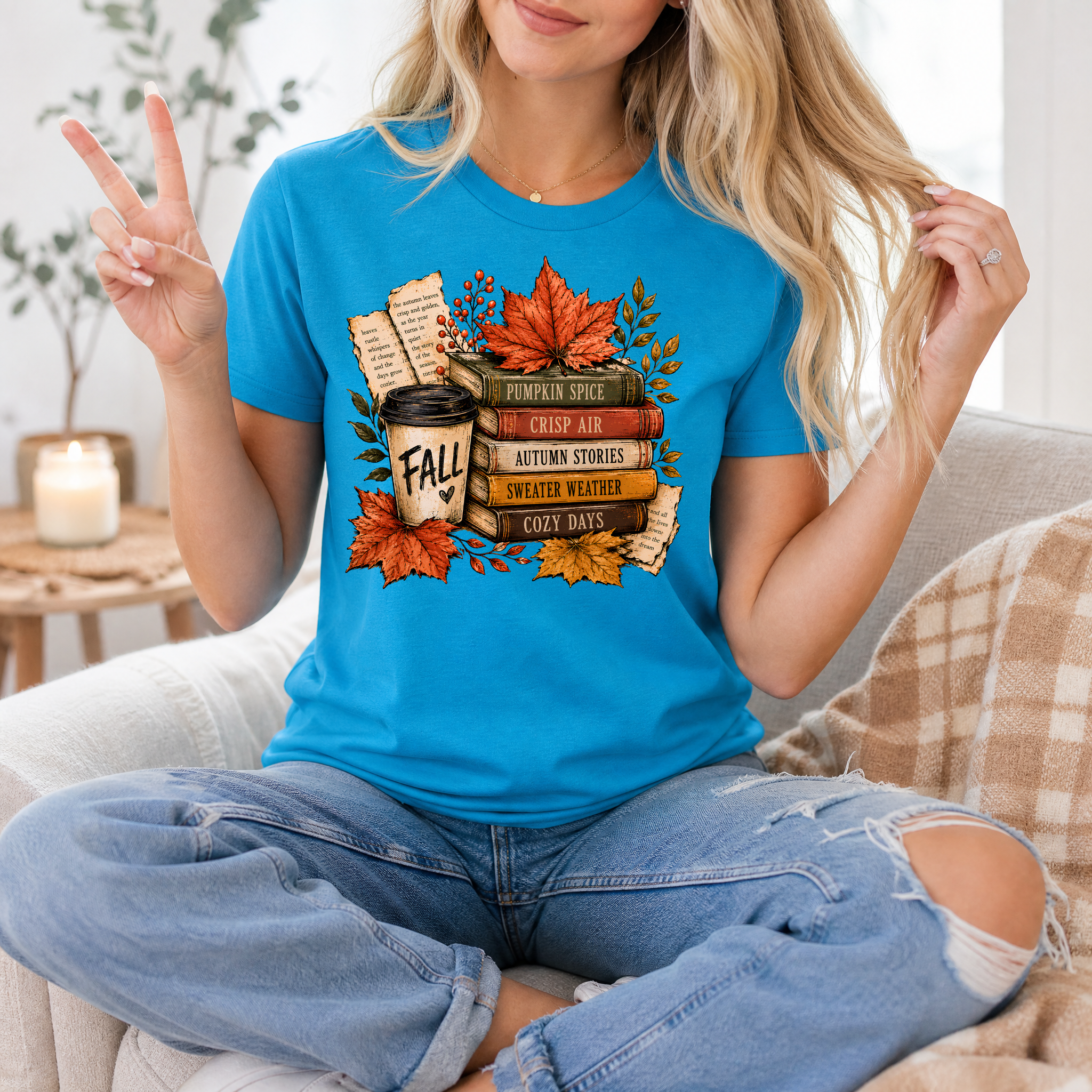 Fall & Bookish Cozy Premium Graphic Tee