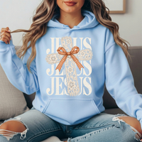 Jesus Floral Lace Cross & Gingham Bow Graphic Hoodie