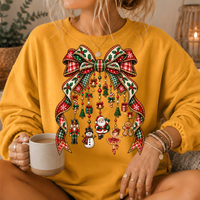 Christmas Plaid Bow Holiday Charms Crewneck Sweatshirt
