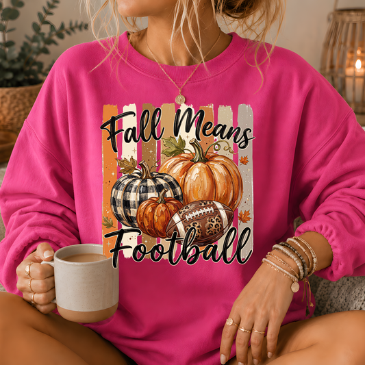 Fall Means Football Pumpkin Crewneck Sweatshirt
