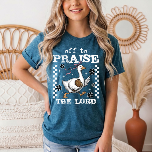 Off To Praise The Lord Christian Graphic Tee