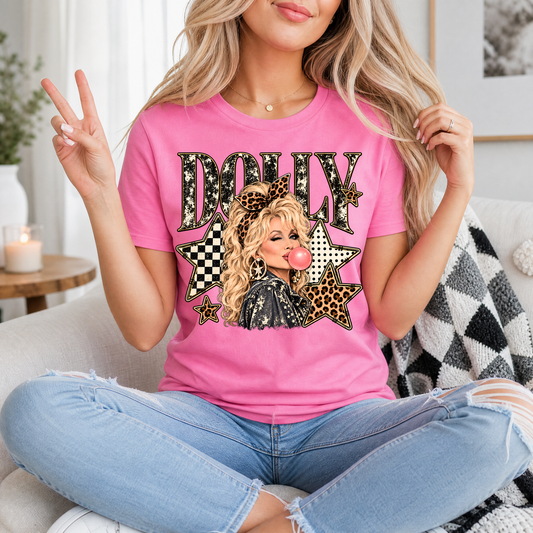 Dolly Bubblegum & Leopard Bow Vintage Graphic Tee