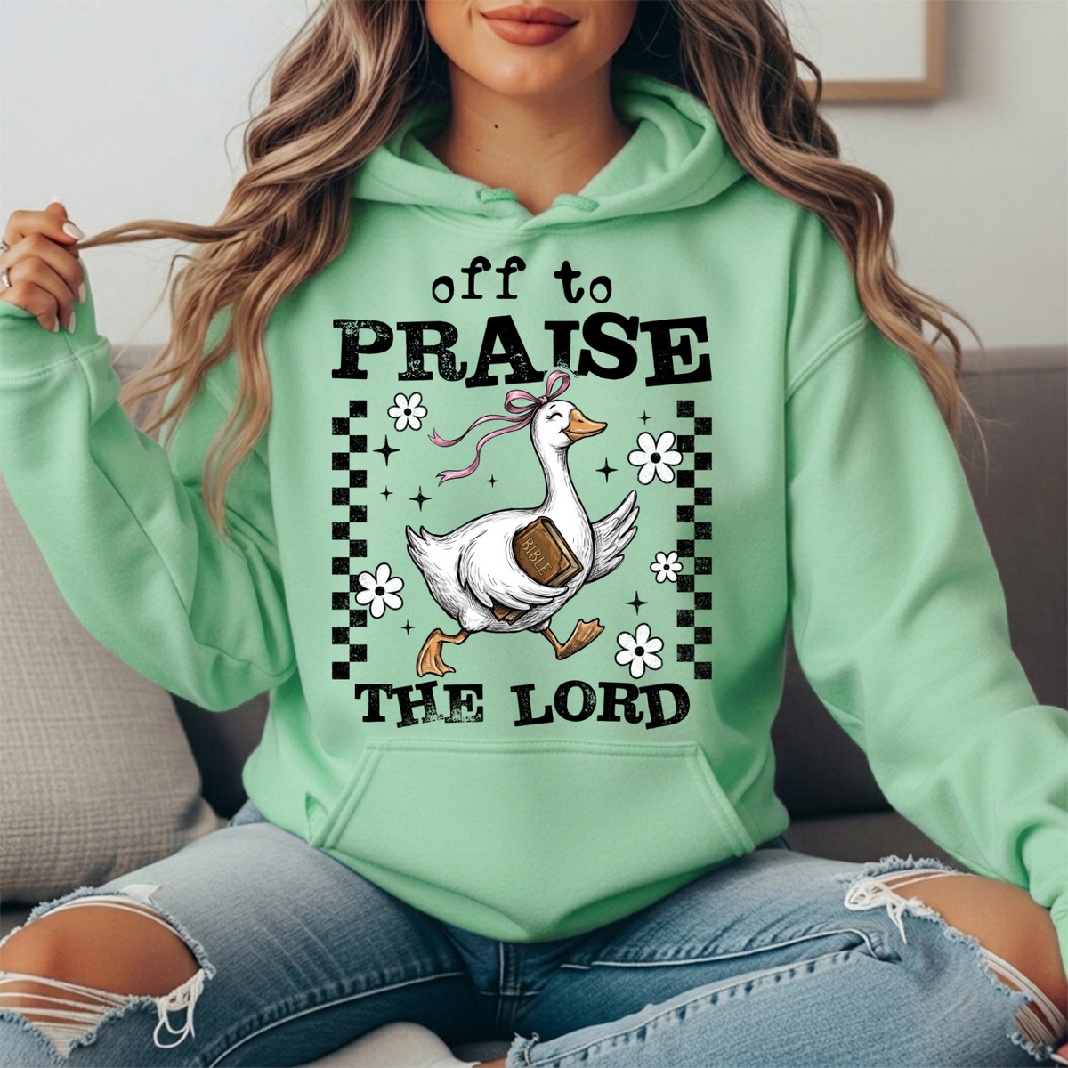 Off to Praise the Lord Goose Graphic Hoodie