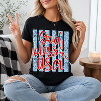 God Bless The USA Cheetah Blue Premium Graphic Tee