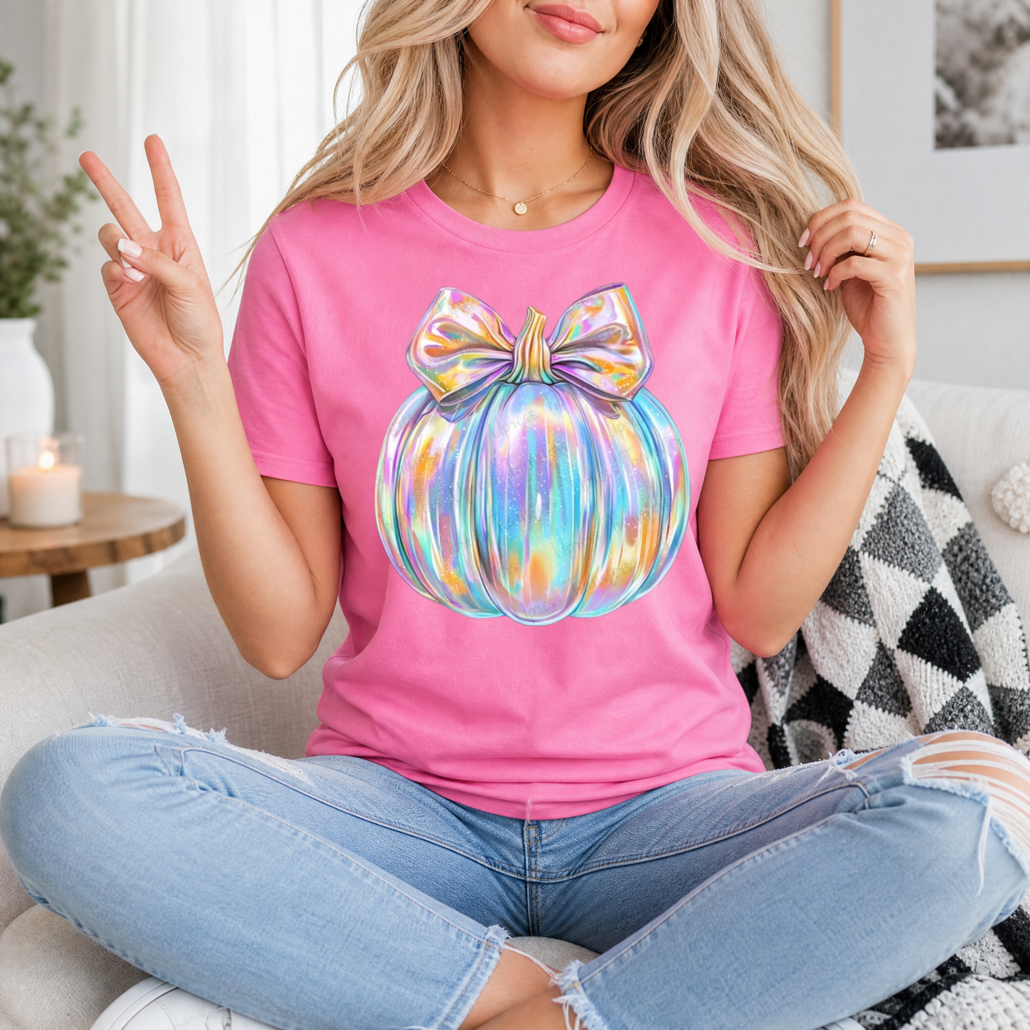 Sparkle Iridescent Pumpkin Premium Graphic Tee