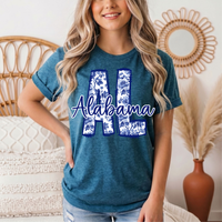 Alabama Blue Floral AL Graphic Tee