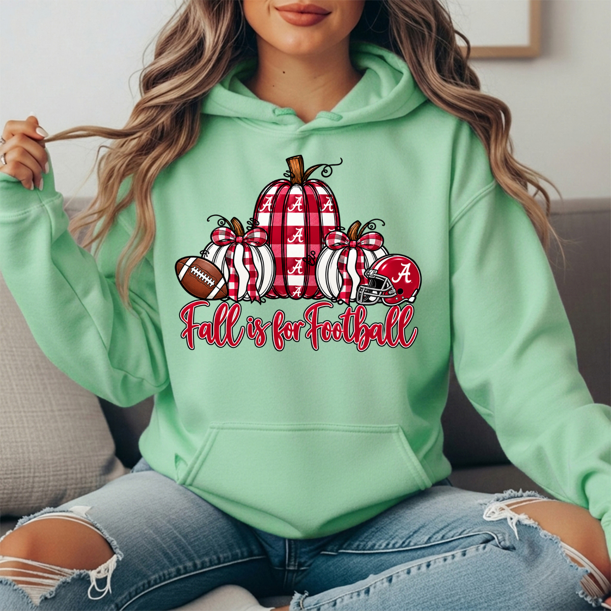 Alabama Crimson Tide Fall Is for Football Pumpkin Graphic Hoodie