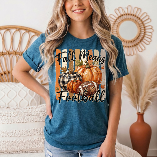 Fall Means Football Pumpkin Graphic Tee