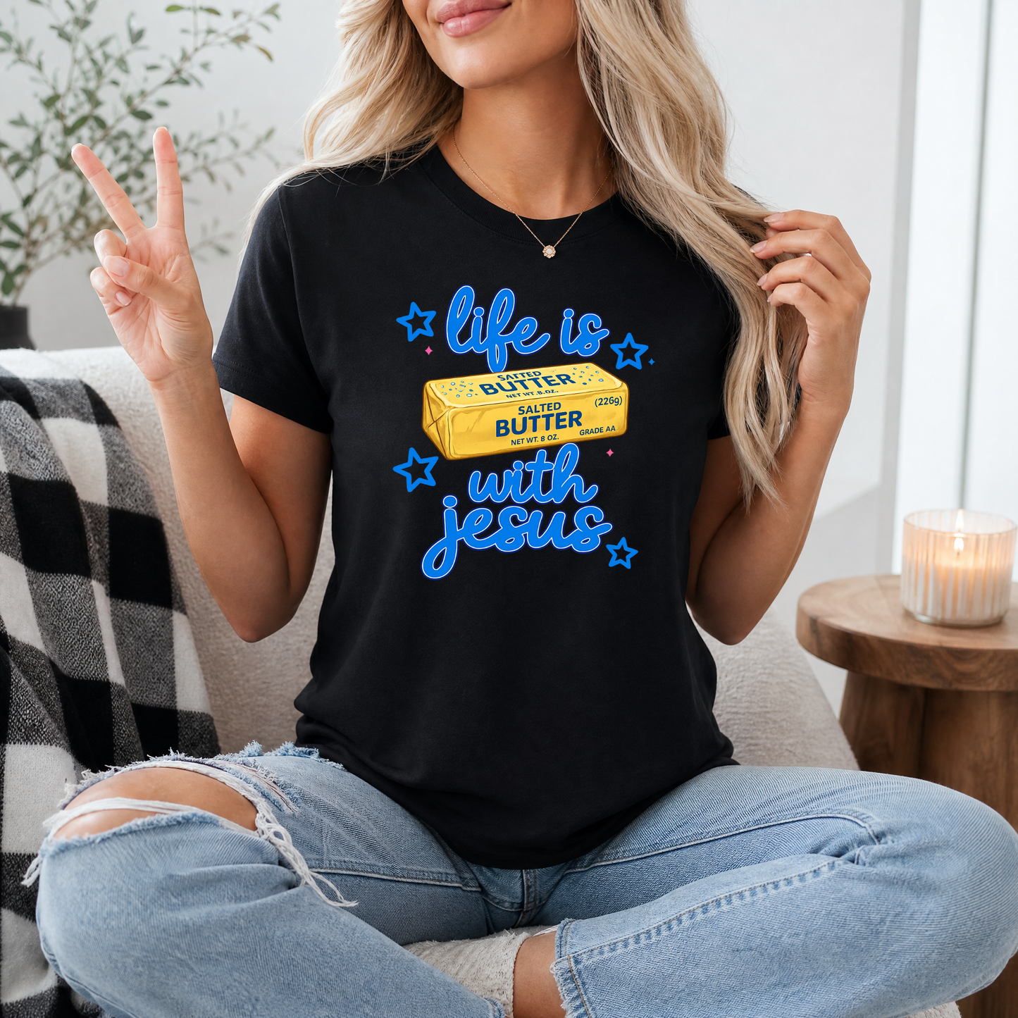 Life Is Butter With Jesus Premium Graphic Tee