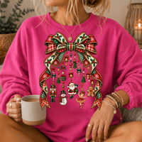 Christmas Plaid Bow Holiday Charms Crewneck Sweatshirt