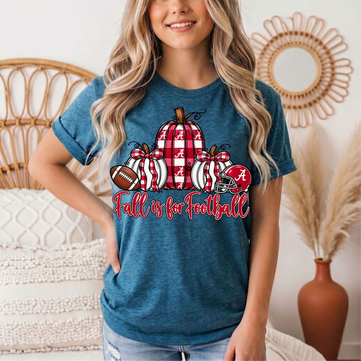 Fall Is for Football Alabama Pumpkin Graphic Tee