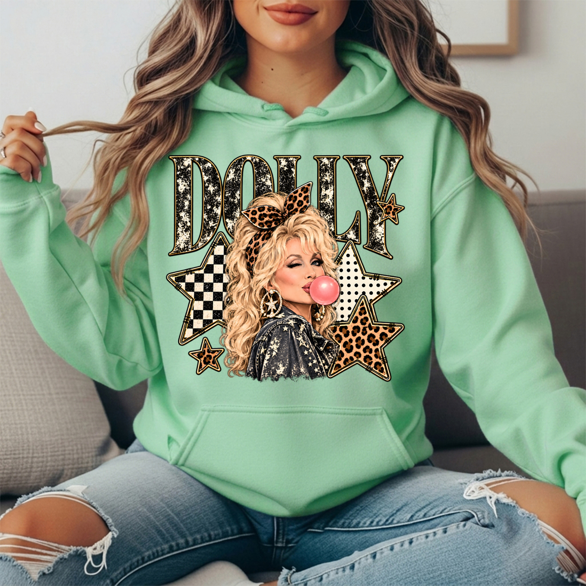 Dolly Bubblegum & Leopard Stars Graphic Hoodie