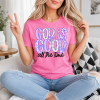 God Is Good Purple Floral Premium Graphic Tee