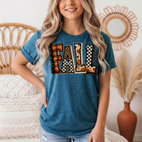 Fall Plaid Leopard & Floral Patchwork Graphic Tee