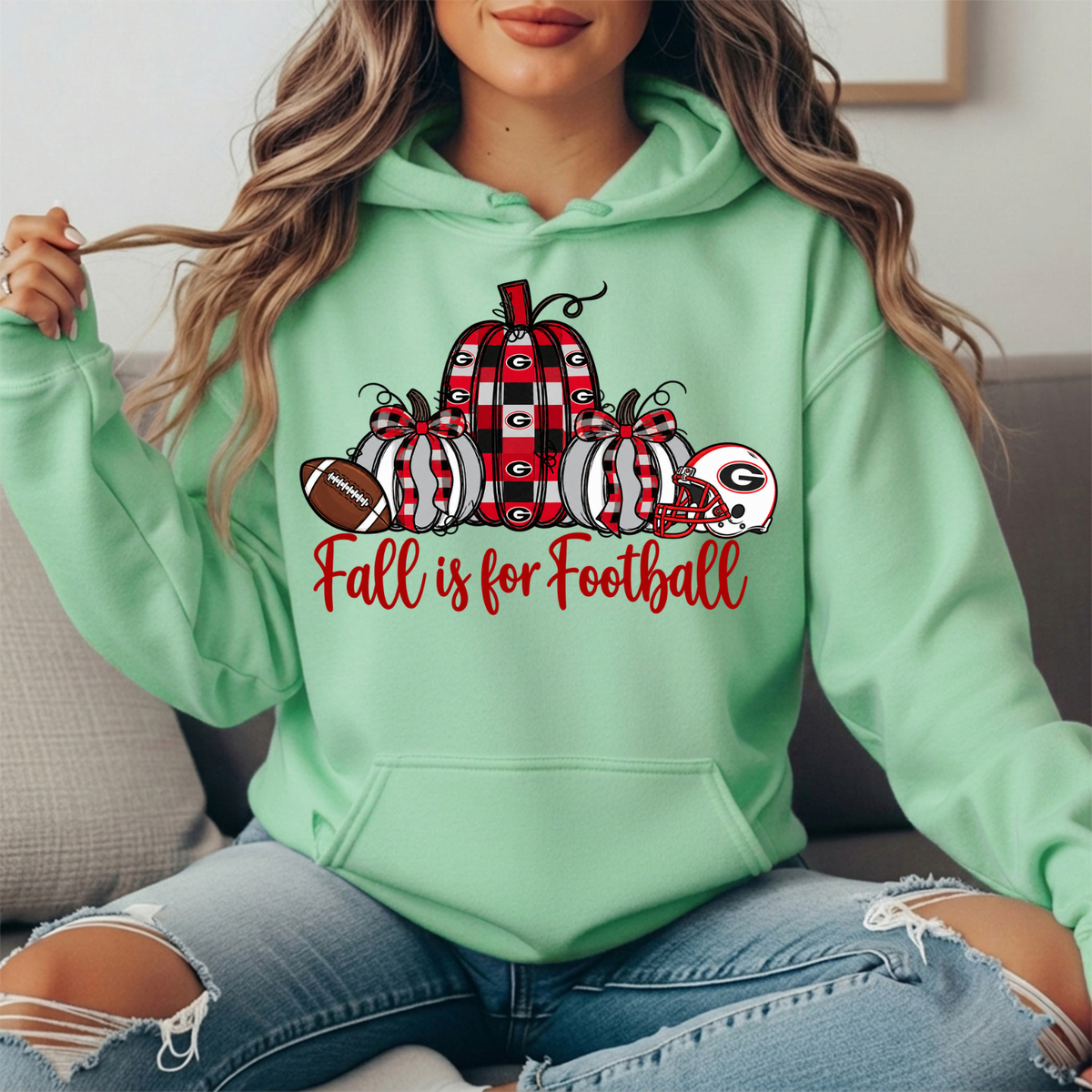 Georgia Bulldogs Fall Is for Football Pumpkin Graphic Hoodie