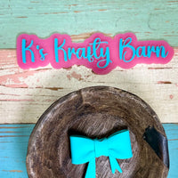Silicone Focal Bead- Teal bow K's Krafty Barn