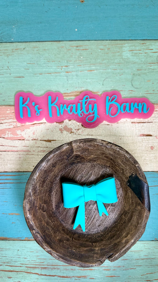 Wholesale Silicone Focal Bead- Teal bow