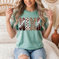 Mama Football & Leopard Mixed Print Graphic Tee