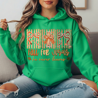 Fall for Jesus He Never Leaves Bow Cross Graphic Hoodie