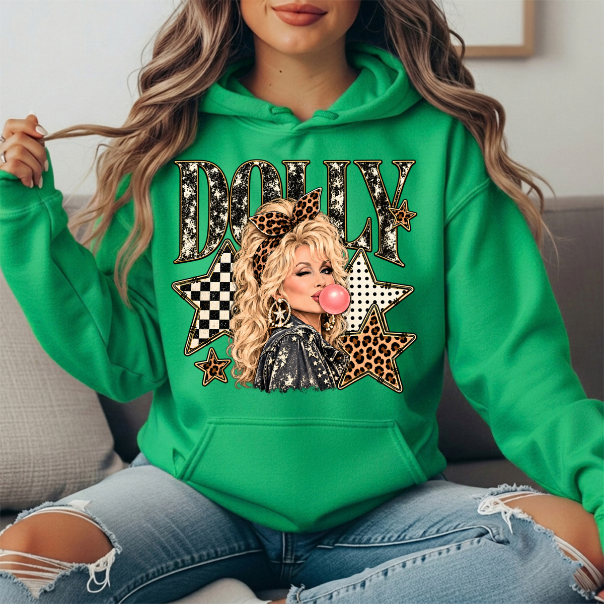 Dolly Bubblegum & Leopard Stars Graphic Hoodie