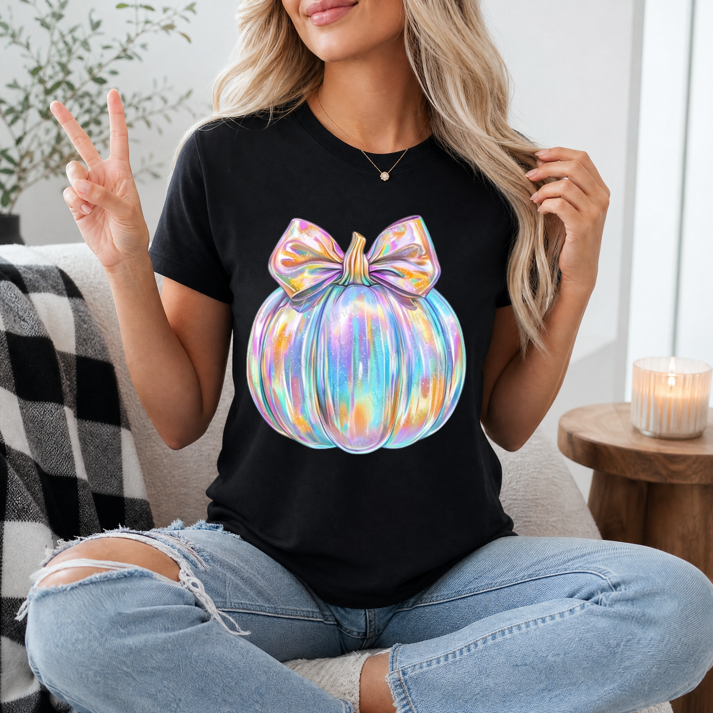 Sparkle Iridescent Pumpkin Premium Graphic Tee