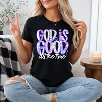 God Is Good Purple Floral Premium Graphic Tee