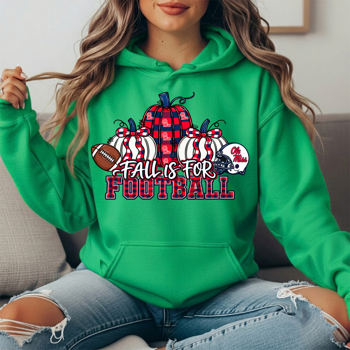 Ole Miss Fall Is for Football Pumpkin Graphic Hoodie