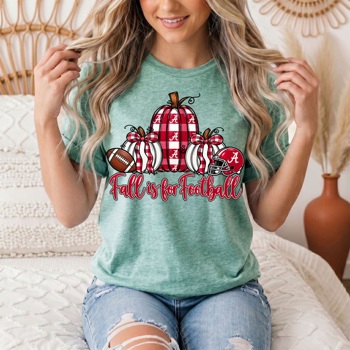 Fall Is for Football Alabama Pumpkin Graphic Tee