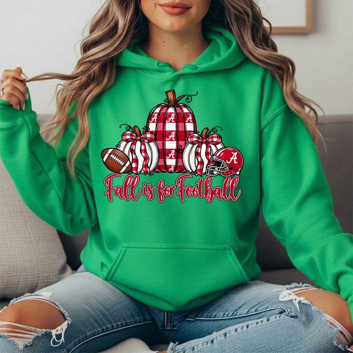Alabama Crimson Tide Fall Is for Football Pumpkin Graphic Hoodie