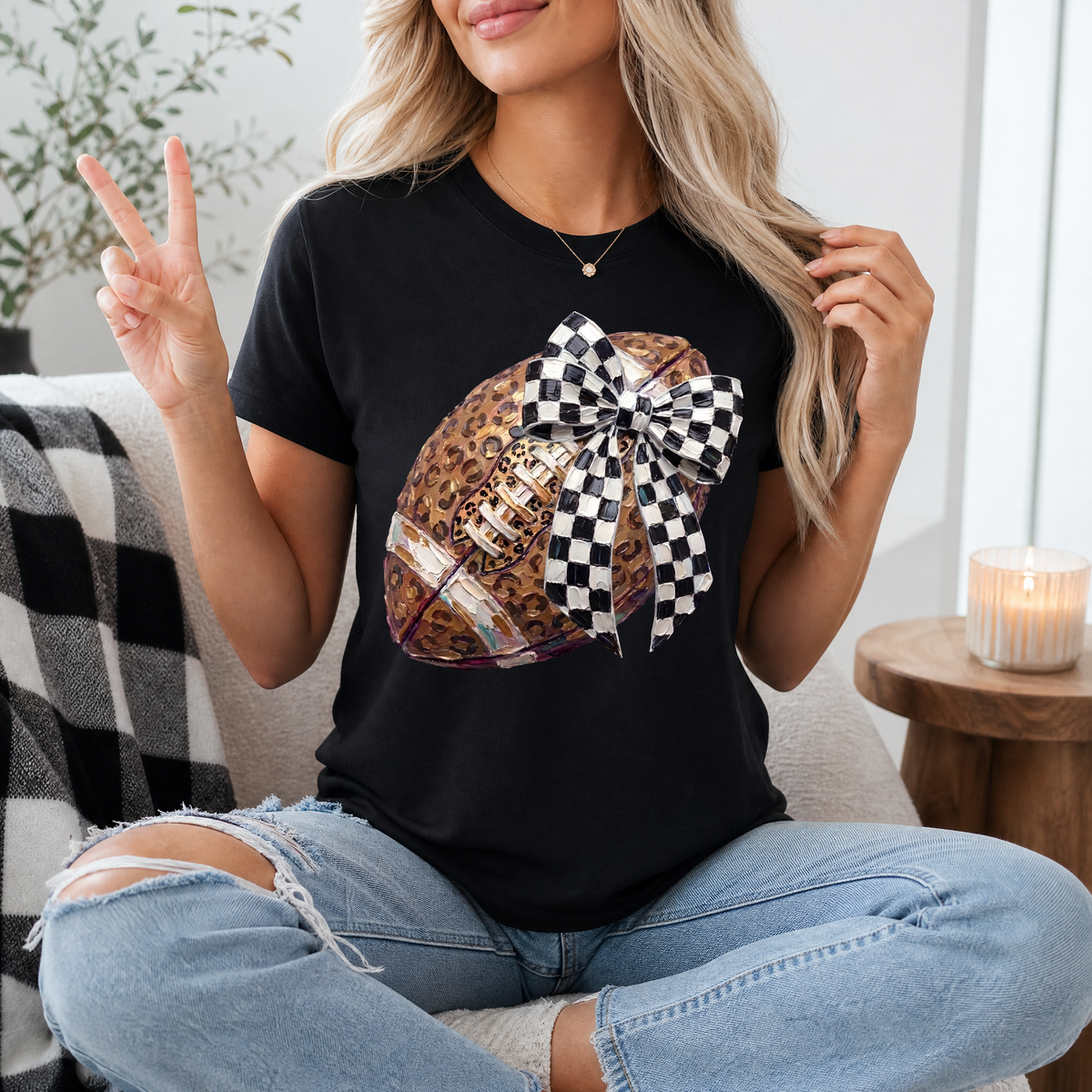 Leopard Painted Football Premium Graphic Tee