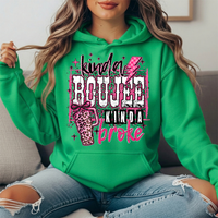 Kinda Boujee Kinda Broke Pink Leopard Graphic Hoodie