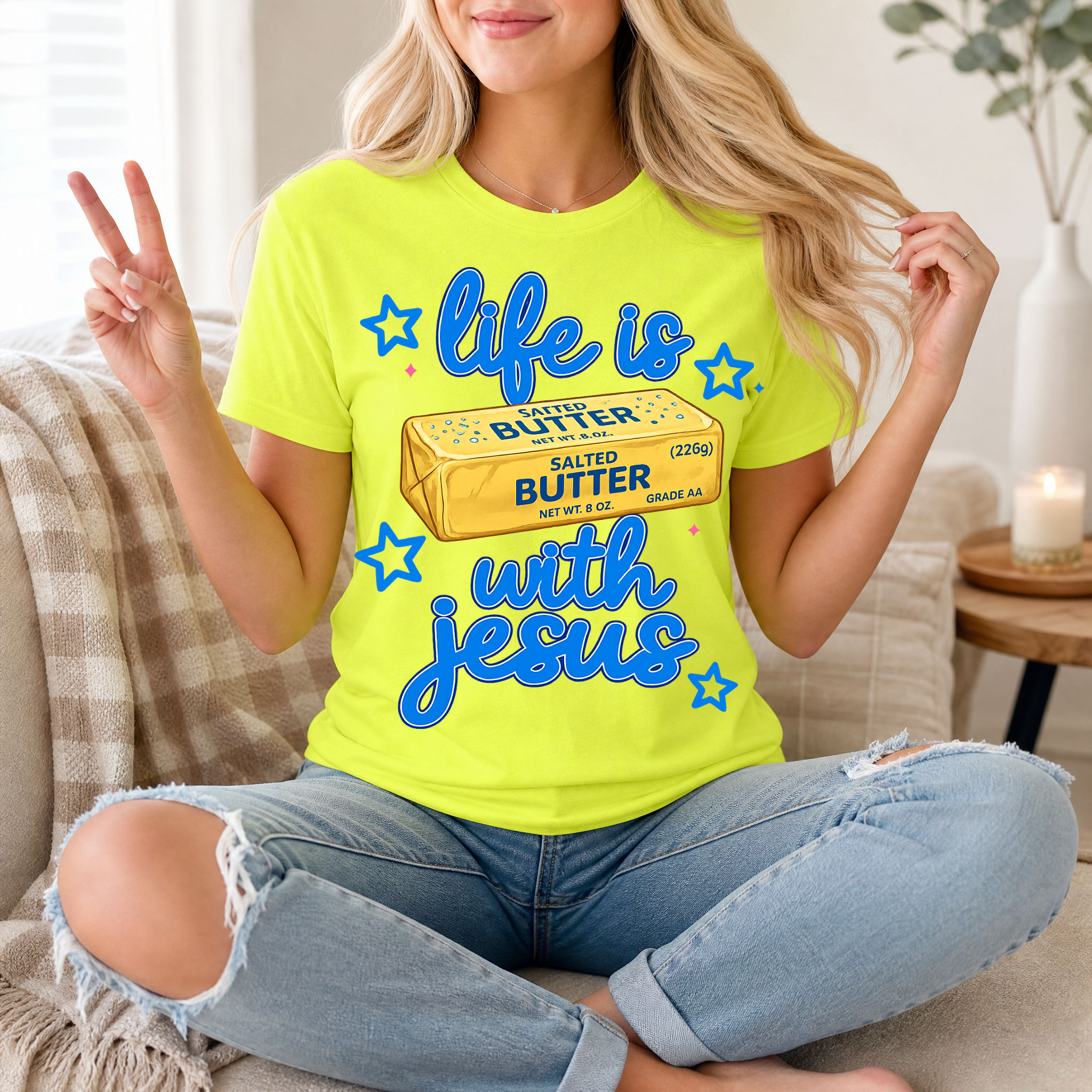 Life Is Butter With Jesus Premium Graphic Tee