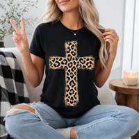 Leopard Print Cross Christian Graphic Tee