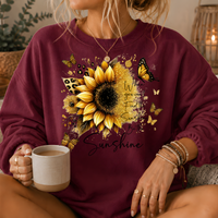 Be the Sunshine Sunflower Butterfly Crewneck Sweatshirt