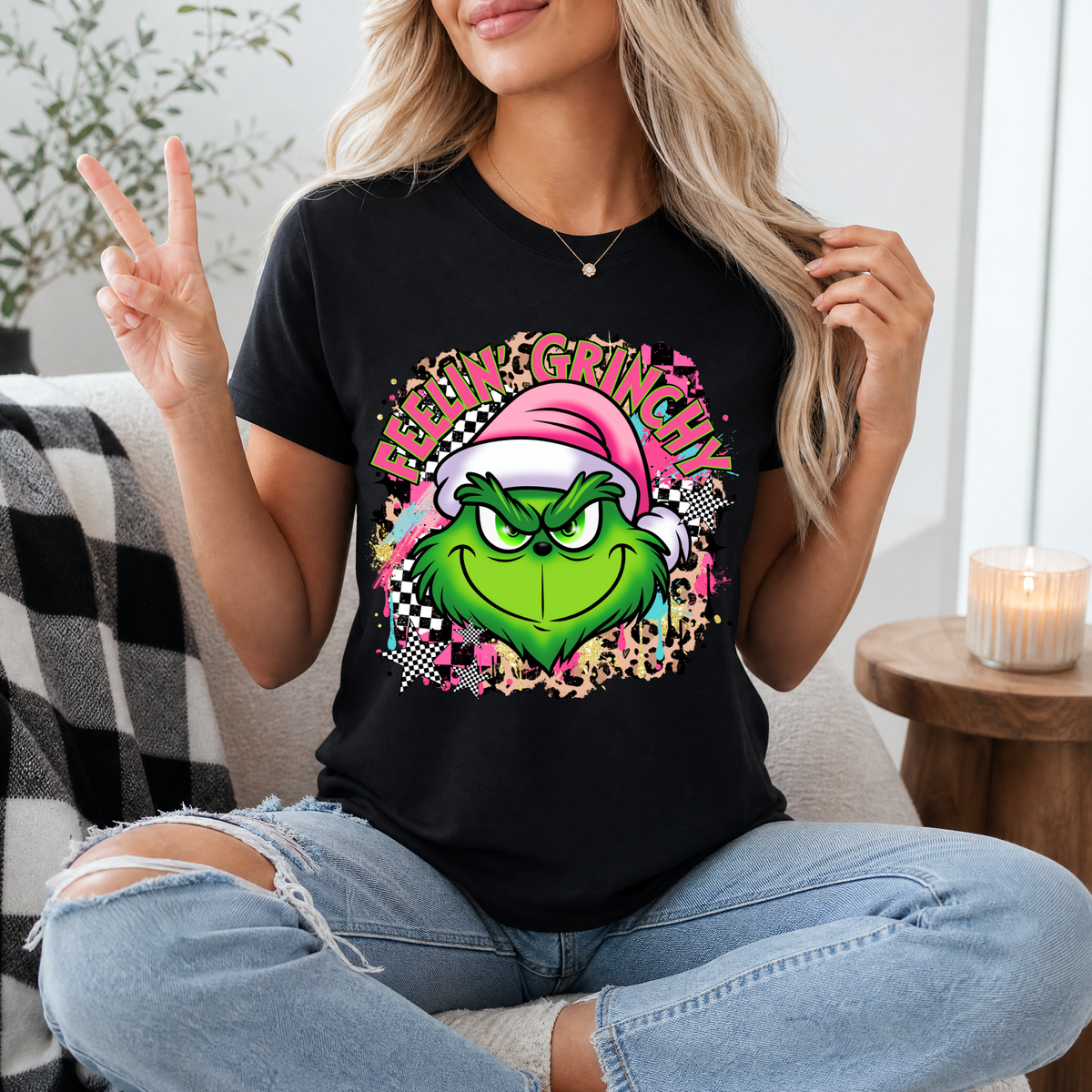 Feelin' Grinchy Christmas Premium Graphic Tee