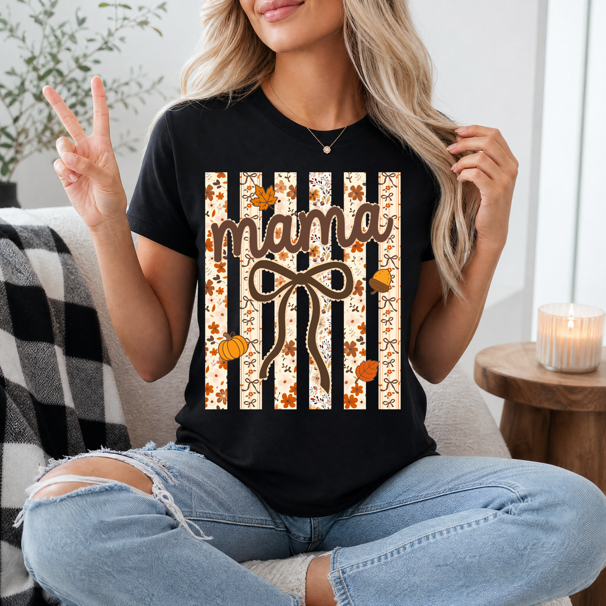 Striped Preppy Fall Premium Graphic Tee