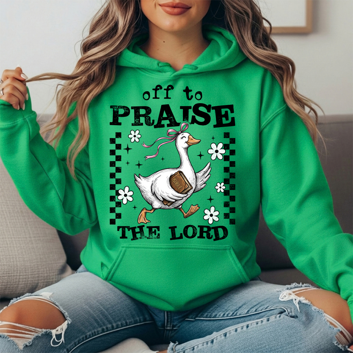 Off to Praise the Lord Goose Graphic Hoodie