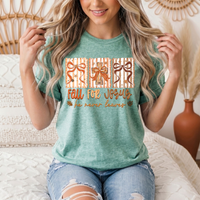 Fall for Jesus He Never Leaves Christian Graphic Tee