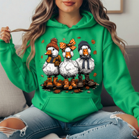 Fall Ducks in Boots & Orange Bow Graphic Hoodie