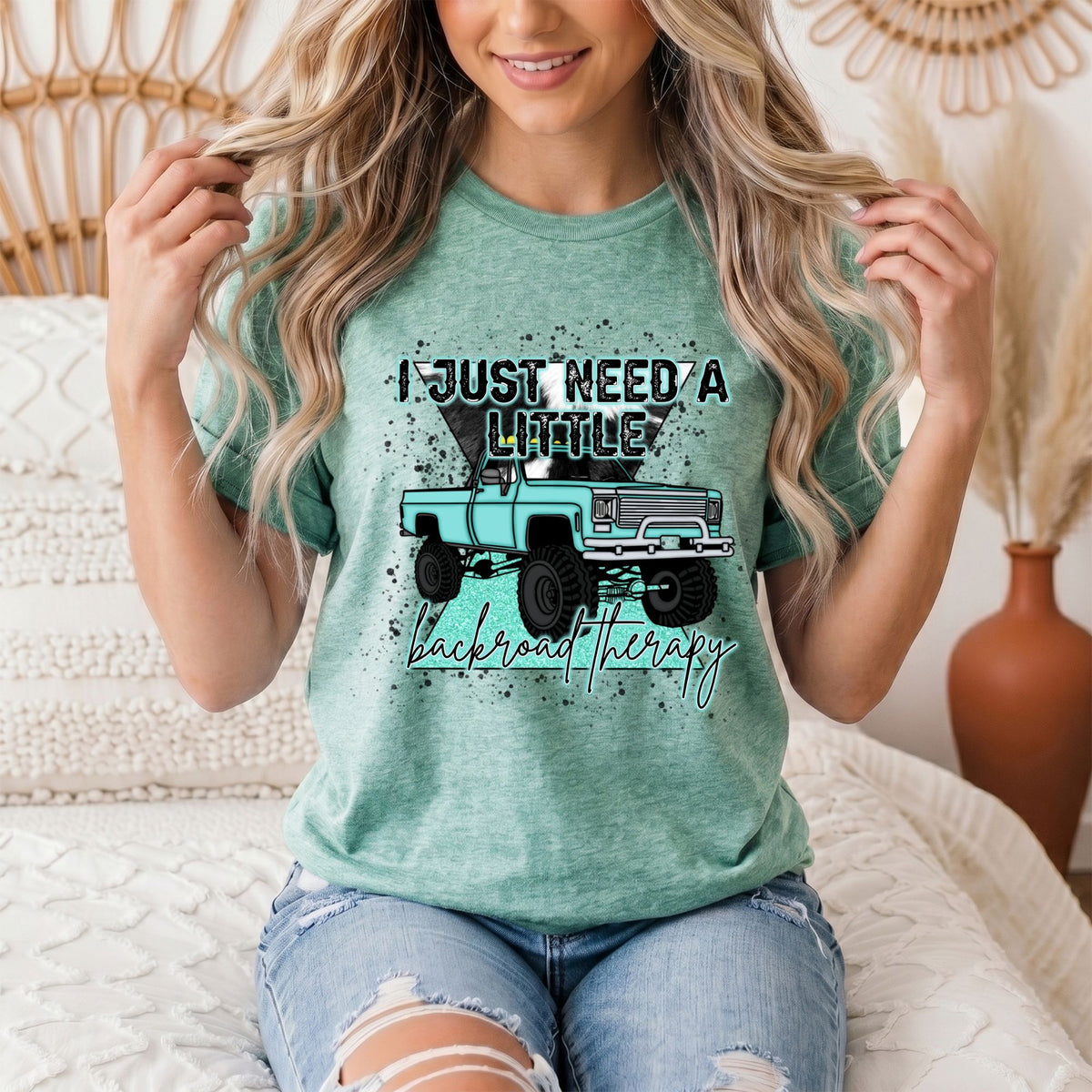 Backroad Therapy Turquoise Truck Graphic Tee