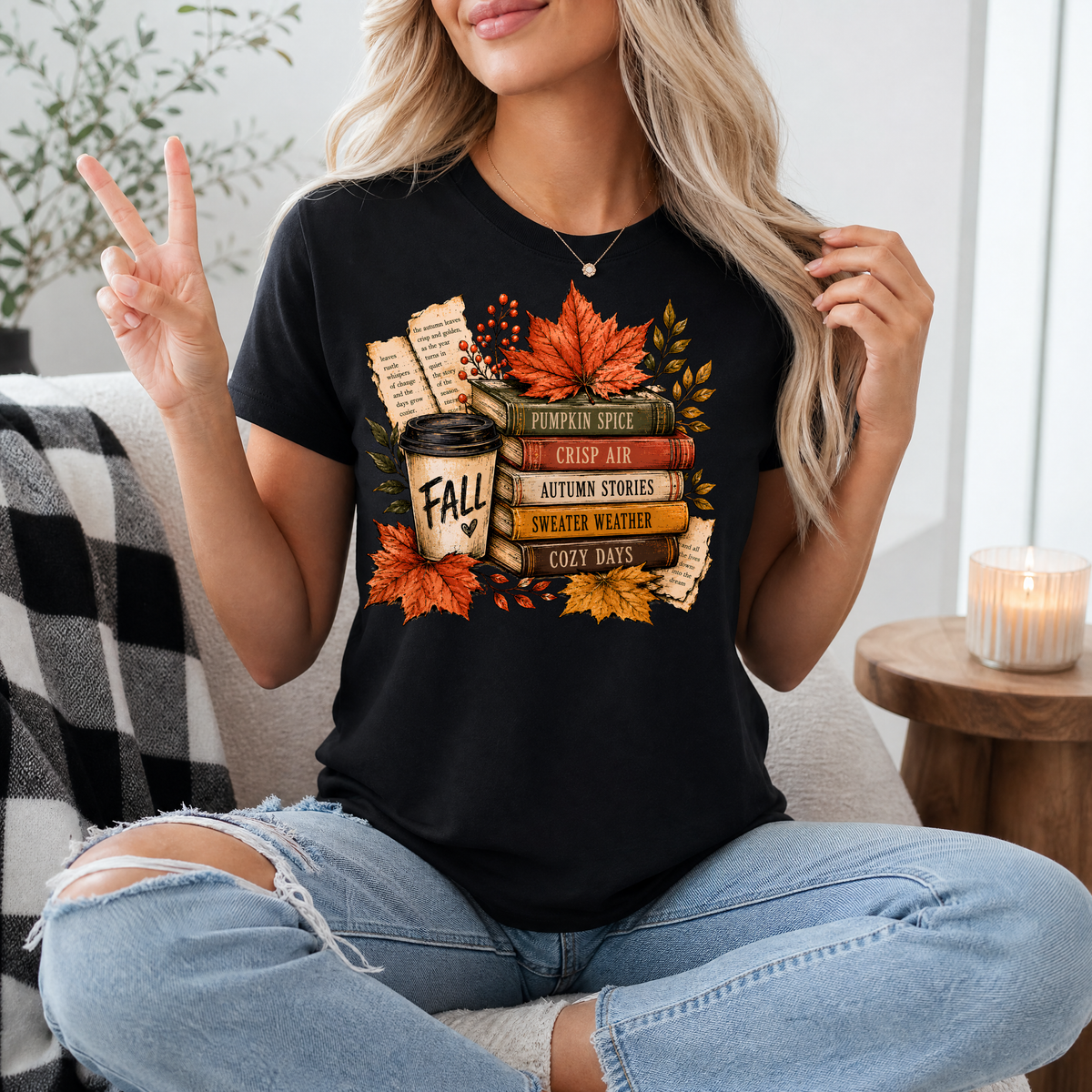 Fall & Bookish Cozy Premium Graphic Tee