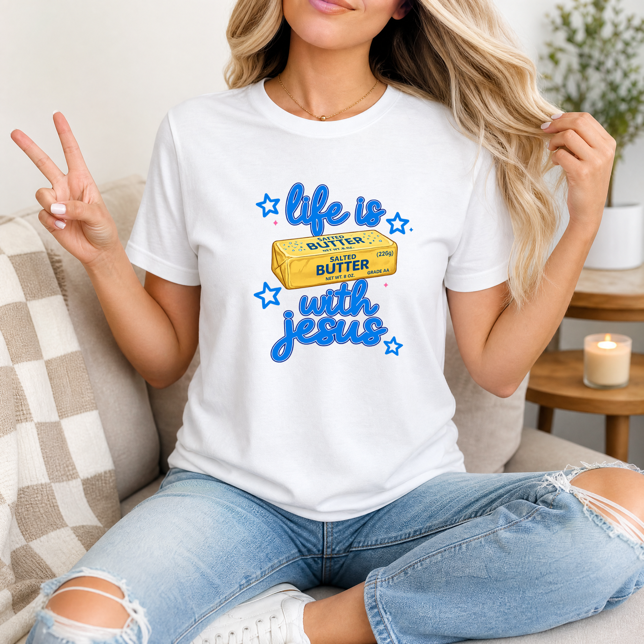 Life Is Butter With Jesus Premium Graphic Tee