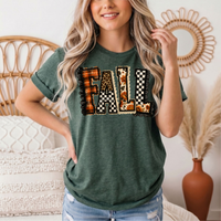 Fall Plaid Leopard & Floral Patchwork Graphic Tee