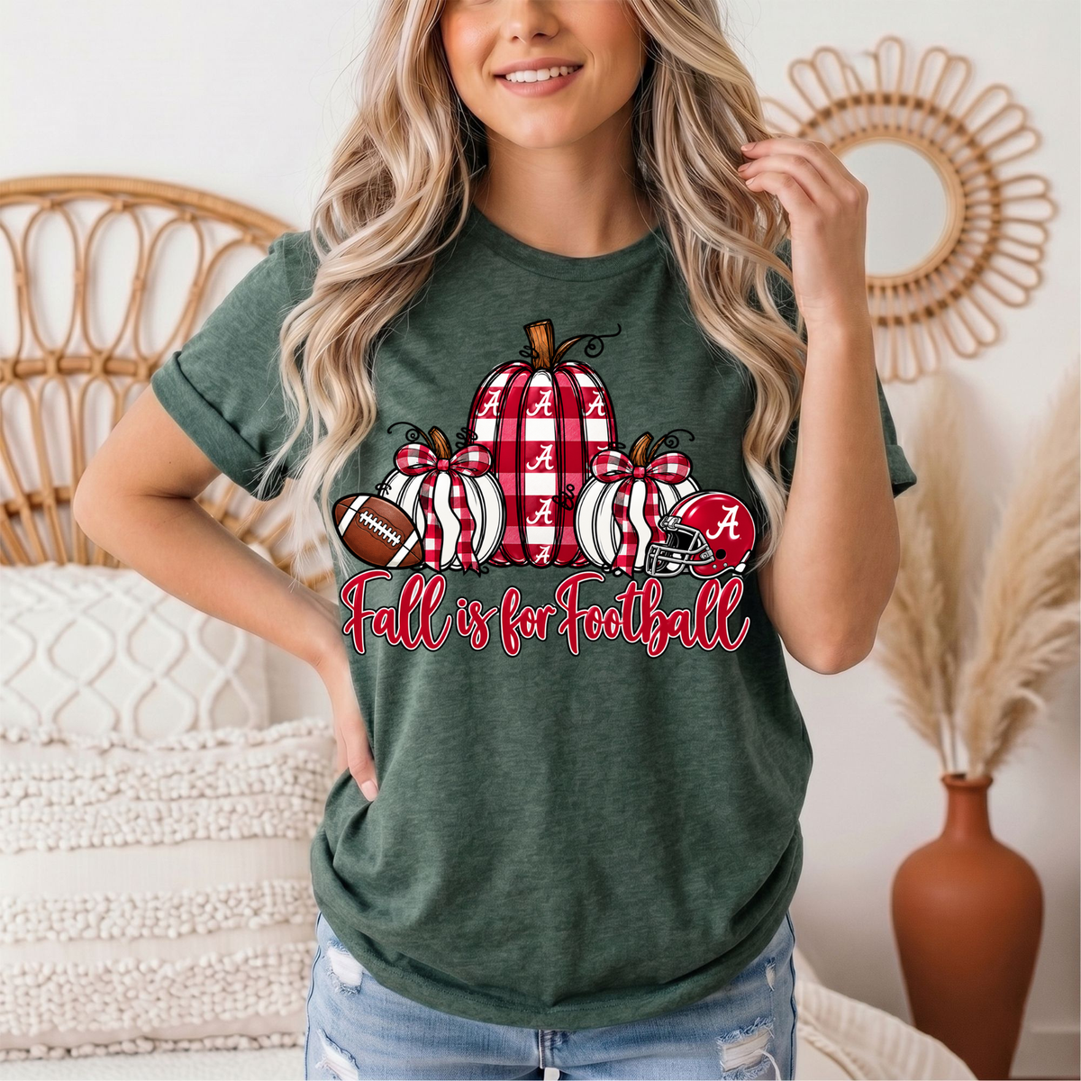 Fall Is for Football Alabama Pumpkin Graphic Tee