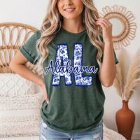 Alabama Blue Floral AL Graphic Tee