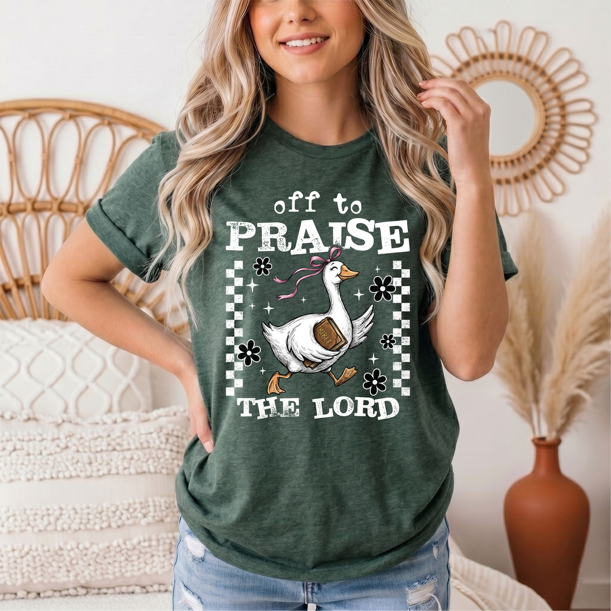 Off To Praise The Lord Christian Graphic Tee