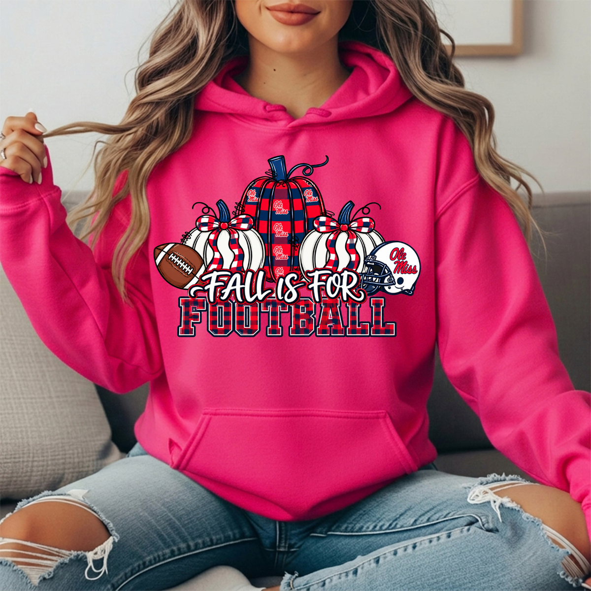 Ole Miss Fall Is for Football Pumpkin Graphic Hoodie