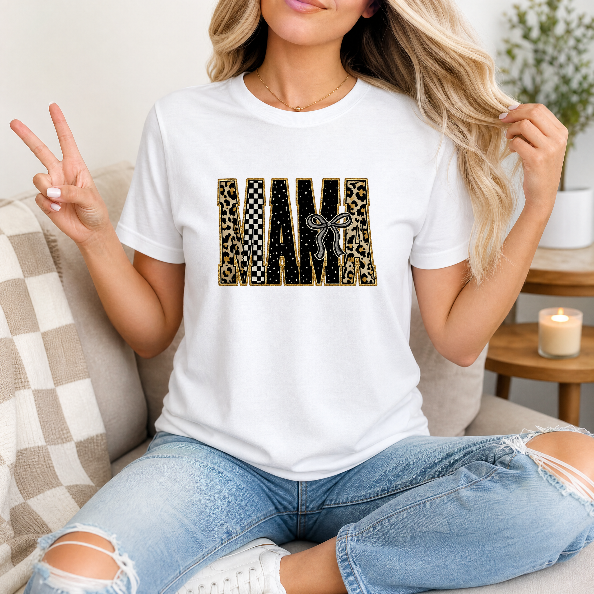 Mama Mixed Pattern Premium Graphic Tee